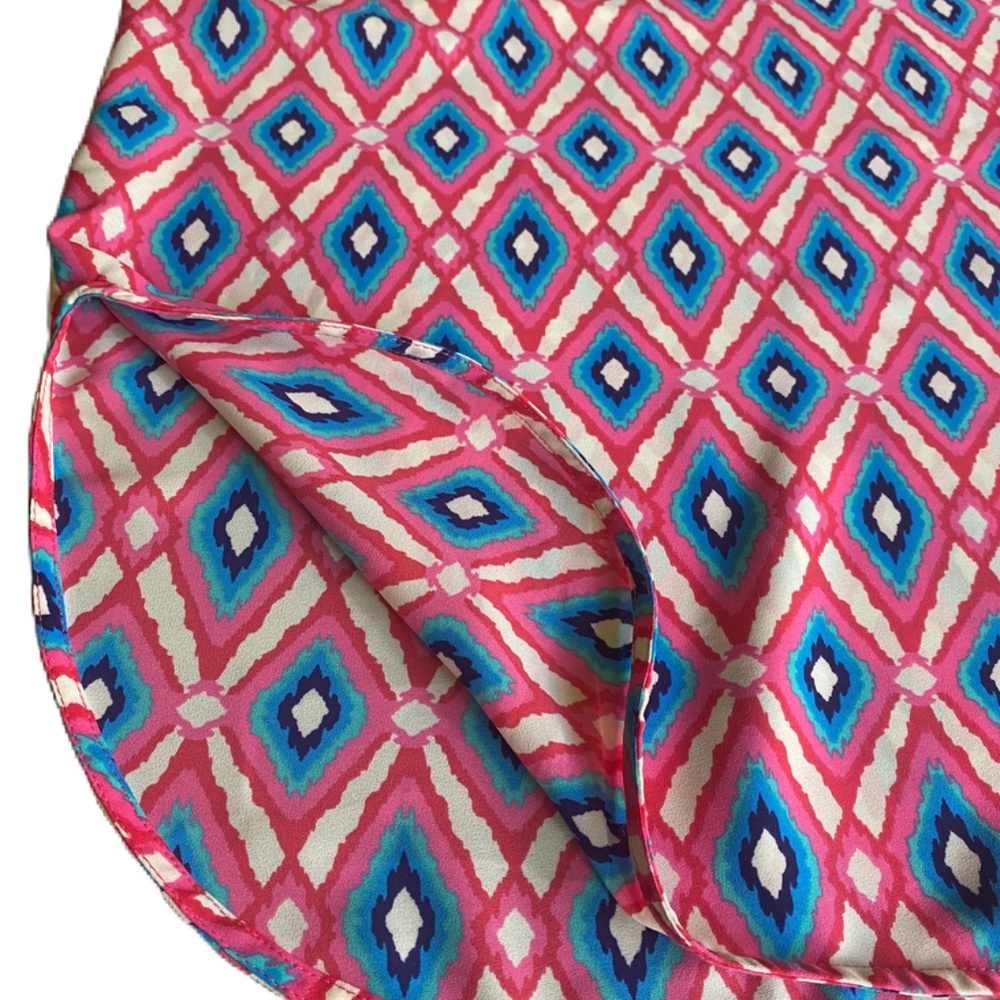 Peach Love California tunic top pink blue diamond pattern Small - Picture 12 of 16